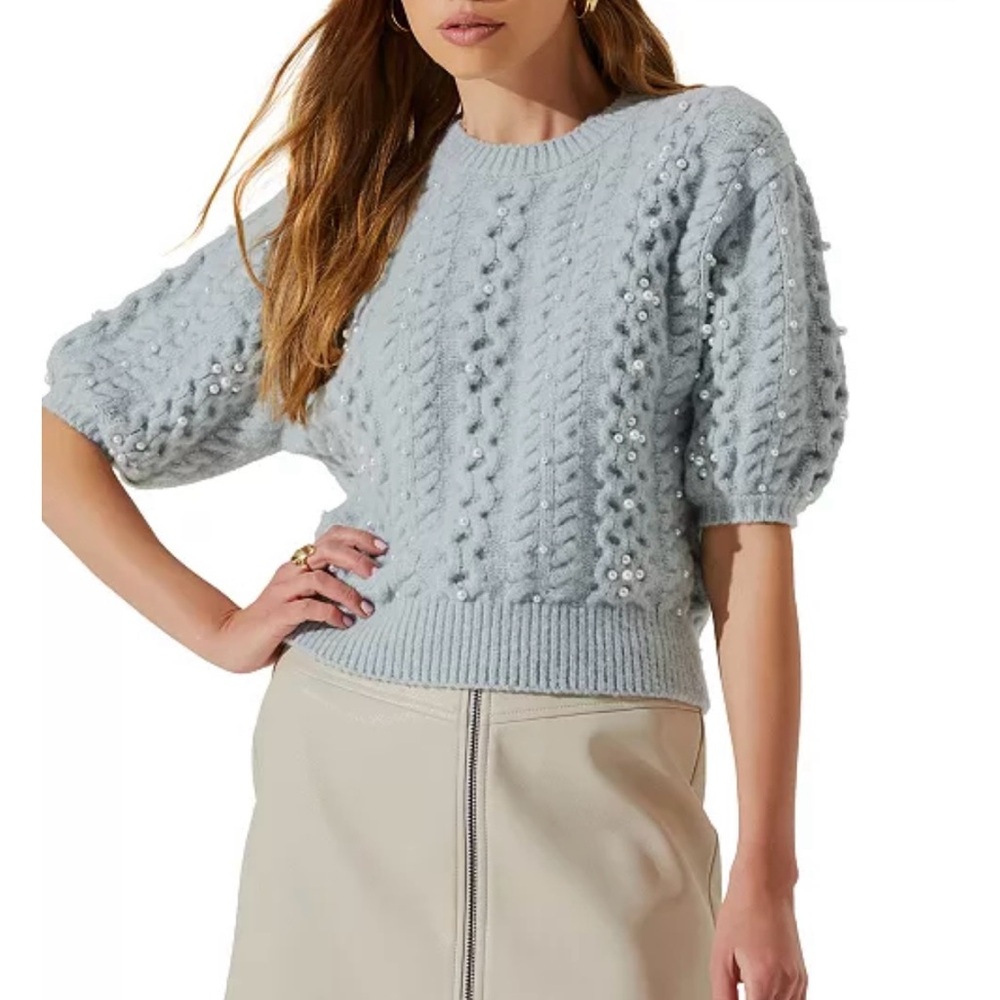 Astr the Label Women's Koami Embellished Cable-Knit Sweater size S